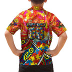 Autism Awareness Australia Gold Coast Suns Family Matching Off Shoulder Maxi Dress and Hawaiian Shirt Aboriginal Indigenous Art