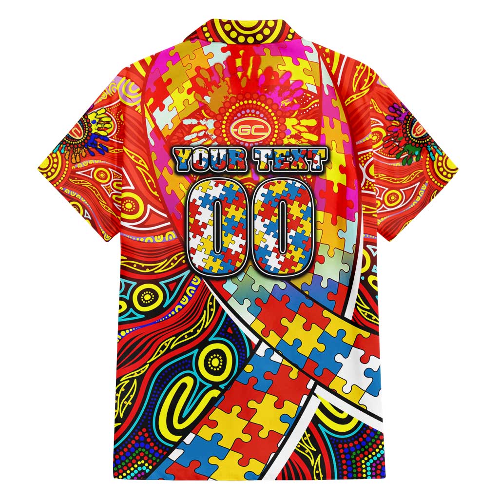 Autism Awareness Australia Gold Coast Suns Family Matching Off Shoulder Maxi Dress and Hawaiian Shirt Aboriginal Indigenous Art