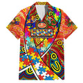 Autism Awareness Australia Gold Coast Suns Family Matching Off Shoulder Short Dress and Hawaiian Shirt Aboriginal Indigenous Art
