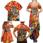 Autism Awareness Australia Gold Coast Suns Family Matching Summer Maxi Dress and Hawaiian Shirt Aboriginal Indigenous Art