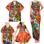 Autism Awareness Australia Gold Coast Suns Family Matching Tank Maxi Dress and Hawaiian Shirt Aboriginal Indigenous Art