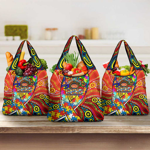 Autism Awareness Australia Gold Coast Suns Grocery Bag Aboriginal Indigenous Art