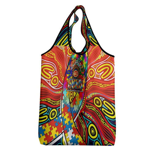 Autism Awareness Australia Gold Coast Suns Grocery Bag Aboriginal Indigenous Art