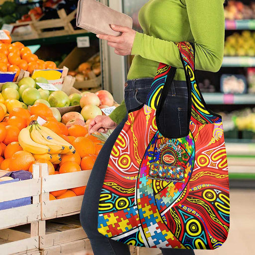 Autism Awareness Australia Gold Coast Suns Grocery Bag Aboriginal Indigenous Art