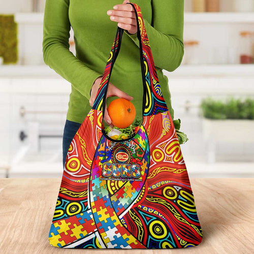 Autism Awareness Australia Gold Coast Suns Grocery Bag Aboriginal Indigenous Art