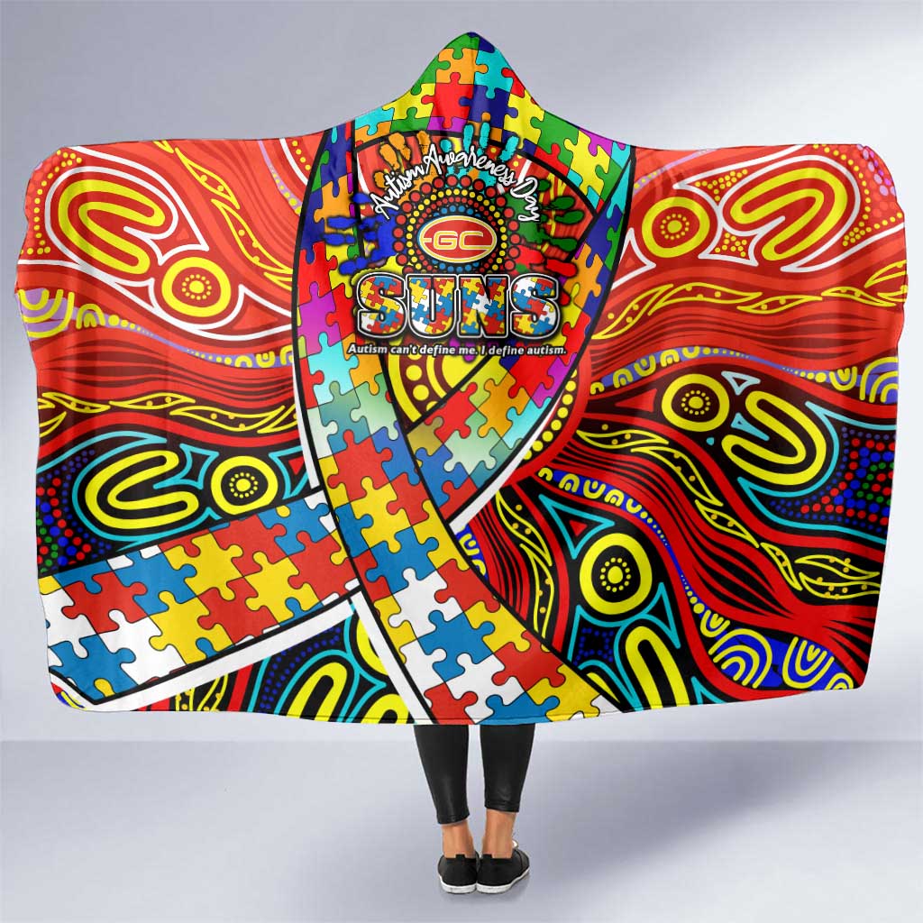 Autism Awareness Australia Gold Coast Suns Hooded Blanket Aboriginal Indigenous Art