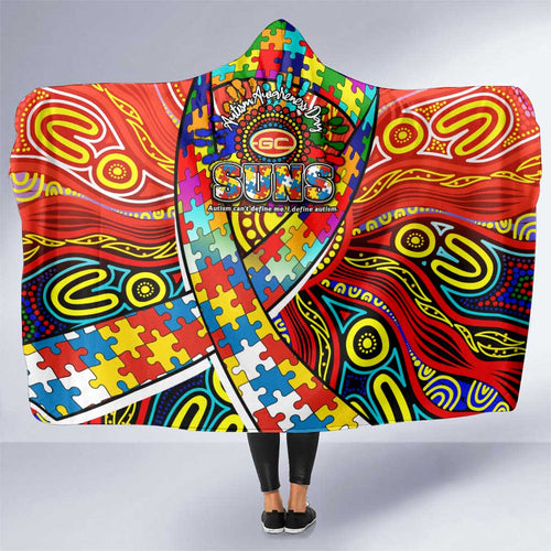 Autism Awareness Australia Gold Coast Suns Hooded Blanket Aboriginal Indigenous Art