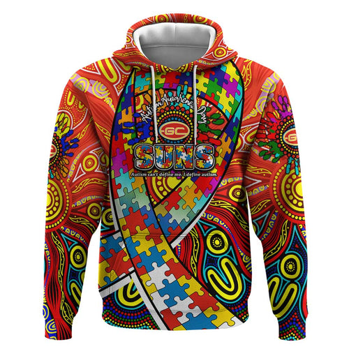 Autism Awareness Australia Gold Coast Suns Hoodie Aboriginal Indigenous Art