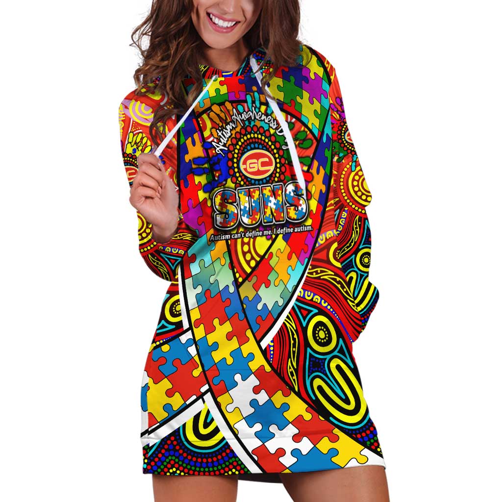 Autism Awareness Australia Gold Coast Suns Hoodie Dress Aboriginal Indigenous Art