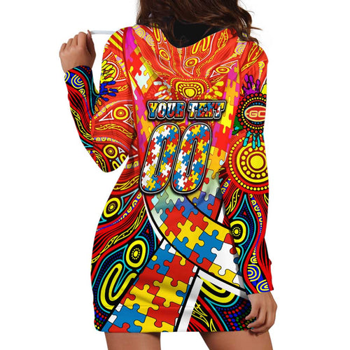 Autism Awareness Australia Gold Coast Suns Hoodie Dress Aboriginal Indigenous Art