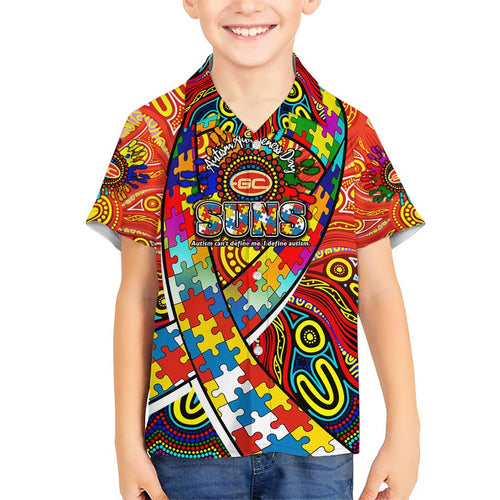 Autism Awareness Australia Gold Coast Suns Kid Hawaiian Shirt Aboriginal Indigenous Art