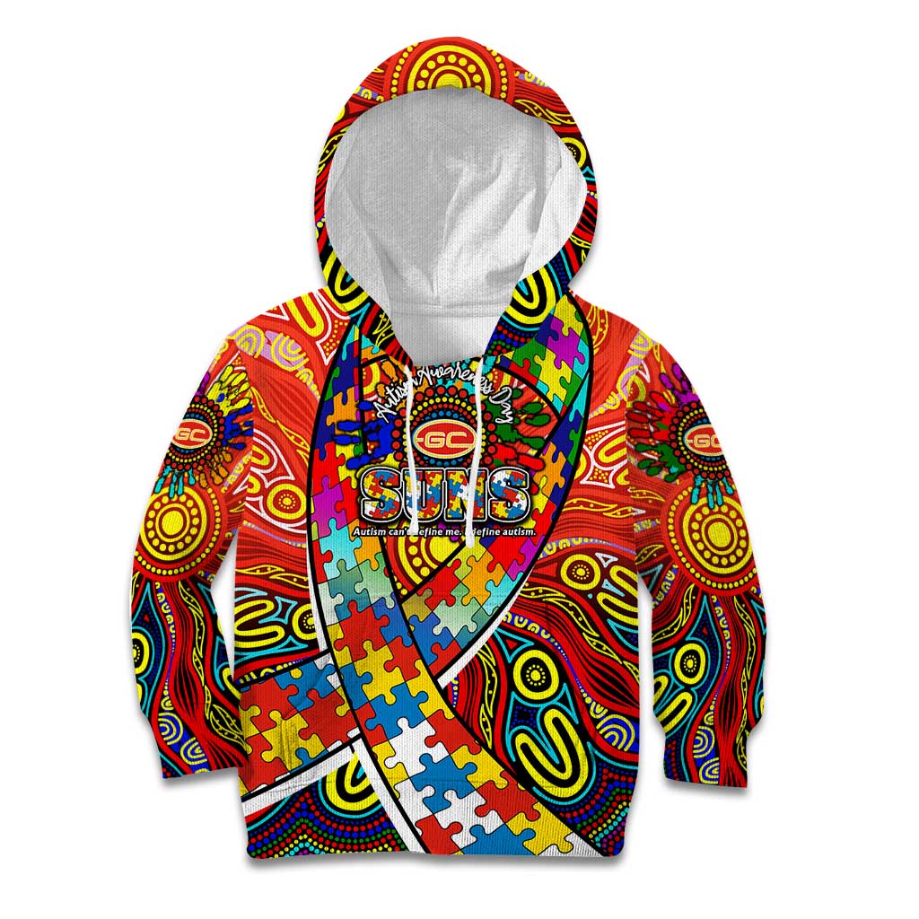 Autism Awareness Australia Gold Coast Suns Kid Hoodie Aboriginal Indigenous Art