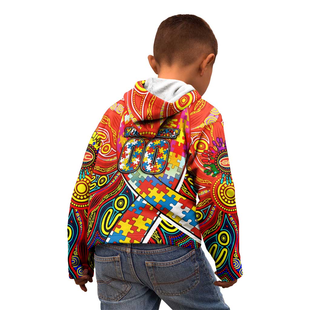 Autism Awareness Australia Gold Coast Suns Kid Hoodie Aboriginal Indigenous Art