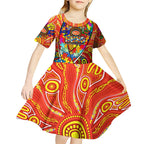 Autism Awareness Australia Gold Coast Suns Kid Short Sleeve Dress Aboriginal Indigenous Art