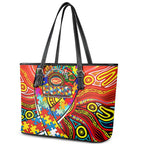Autism Awareness Australia Gold Coast Suns Leather Tote Bag Aboriginal Indigenous Art