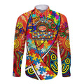 Autism Awareness Australia Gold Coast Suns Long Sleeve Button Shirt Aboriginal Indigenous Art