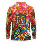 Autism Awareness Australia Gold Coast Suns Long Sleeve Polo Shirt Aboriginal Indigenous Art