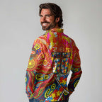 Autism Awareness Australia Gold Coast Suns Long Sleeve Polo Shirt Aboriginal Indigenous Art