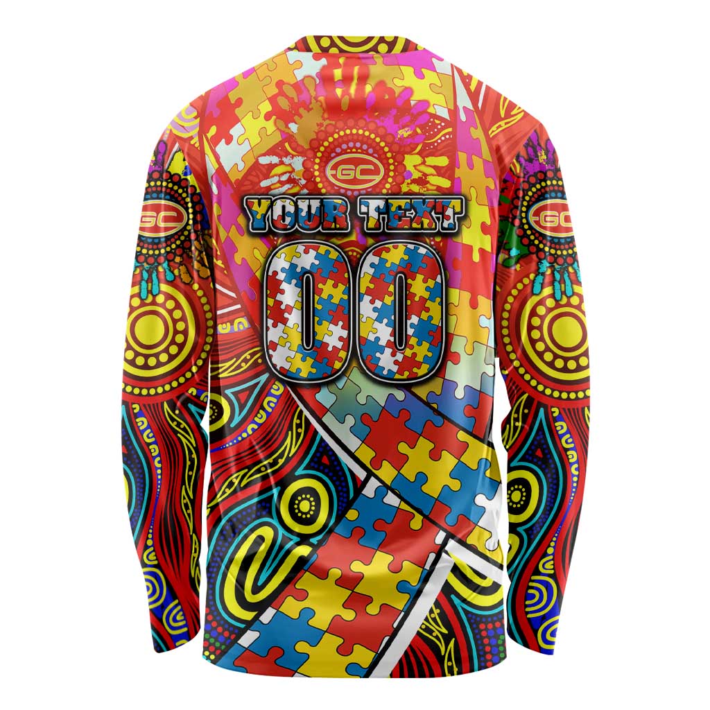 Autism Awareness Australia Gold Coast Suns Long Sleeve Shirt Aboriginal Indigenous Art