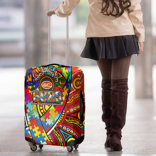Autism Awareness Australia Gold Coast Suns Luggage Cover Aboriginal Indigenous Art