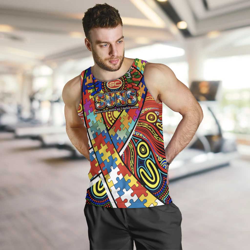 Autism Awareness Australia Gold Coast Suns Men Tank Top Aboriginal Indigenous Art