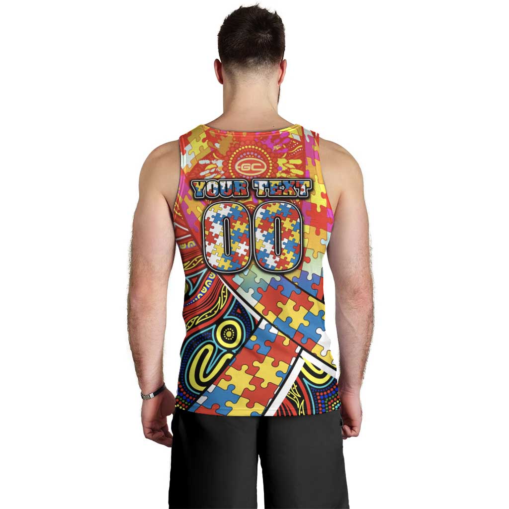 Autism Awareness Australia Gold Coast Suns Men Tank Top Aboriginal Indigenous Art