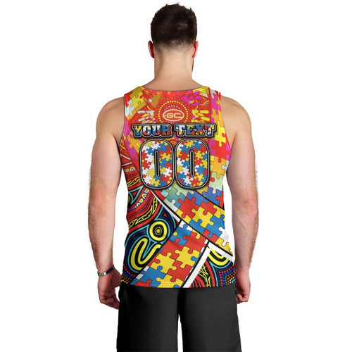 Autism Awareness Australia Gold Coast Suns Men Tank Top Aboriginal Indigenous Art