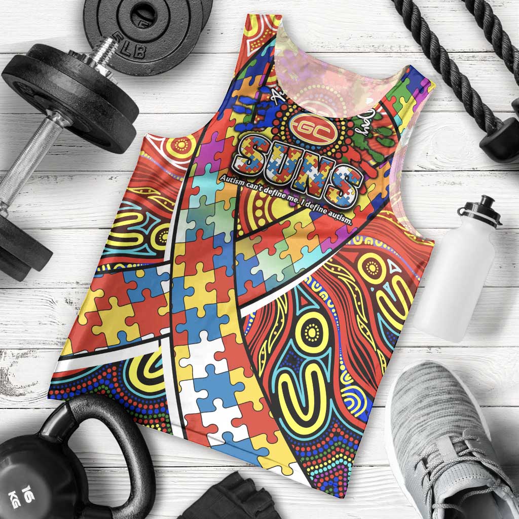 Autism Awareness Australia Gold Coast Suns Men Tank Top Aboriginal Indigenous Art