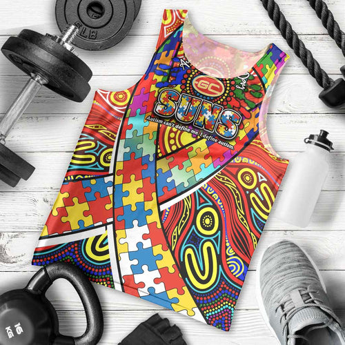 Autism Awareness Australia Gold Coast Suns Men Tank Top Aboriginal Indigenous Art