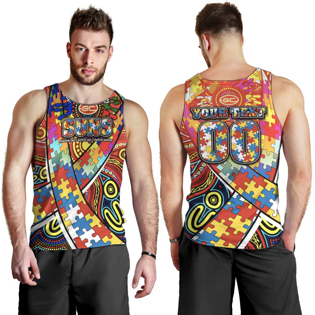Autism Awareness Australia Gold Coast Suns Men Tank Top Aboriginal Indigenous Art