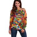 Autism Awareness Australia Gold Coast Suns Off Shoulder Sweater Aboriginal Indigenous Art