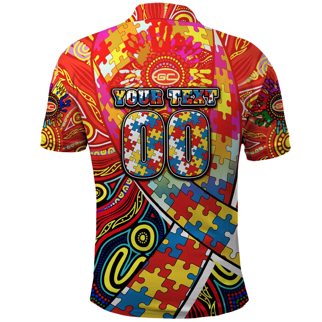 Autism Awareness Australia Gold Coast Suns Polo Shirt Aboriginal Indigenous Art