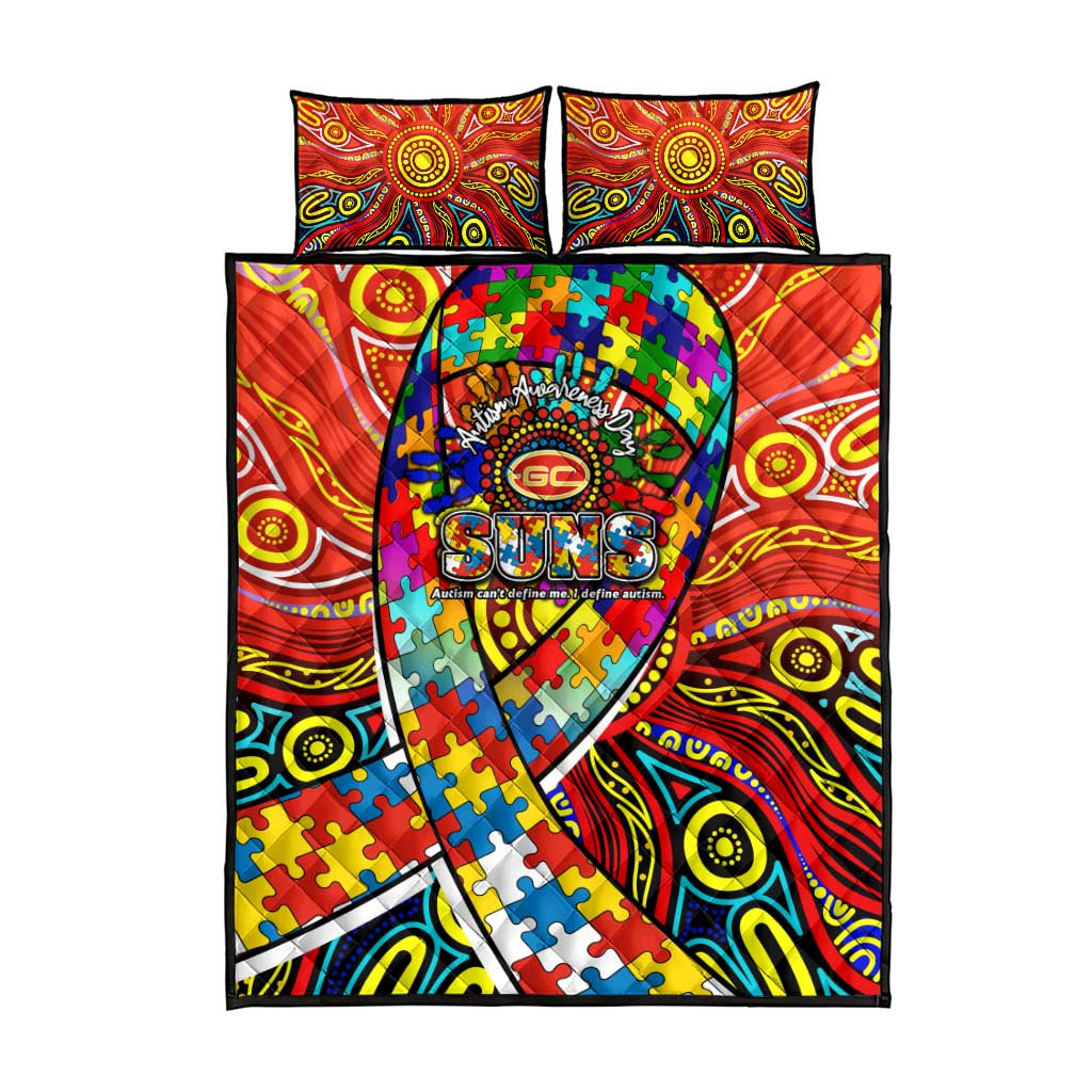 Autism Awareness Australia Gold Coast Suns Quilt Bed Set Aboriginal Indigenous Art