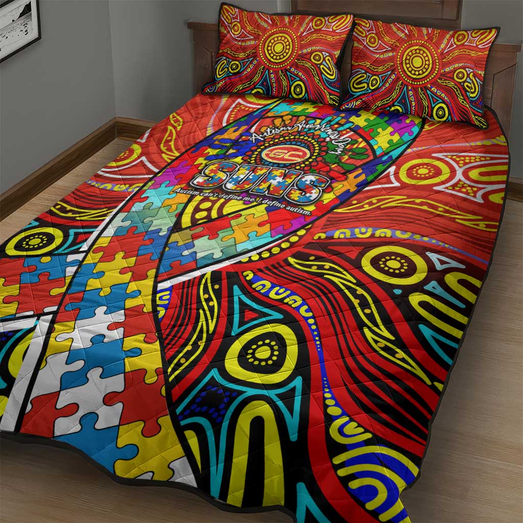 Autism Awareness Australia Gold Coast Suns Quilt Bed Set Aboriginal Indigenous Art