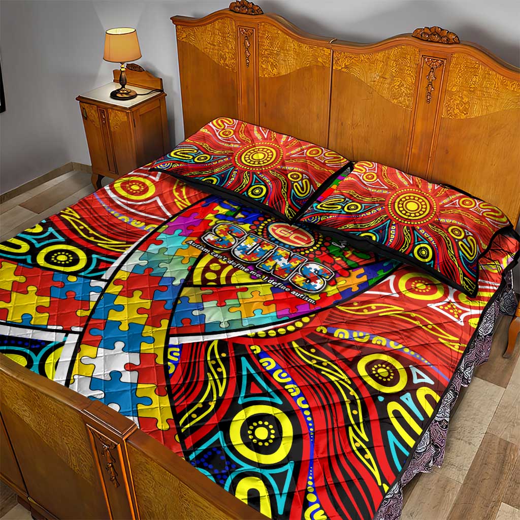 Autism Awareness Australia Gold Coast Suns Quilt Bed Set Aboriginal Indigenous Art