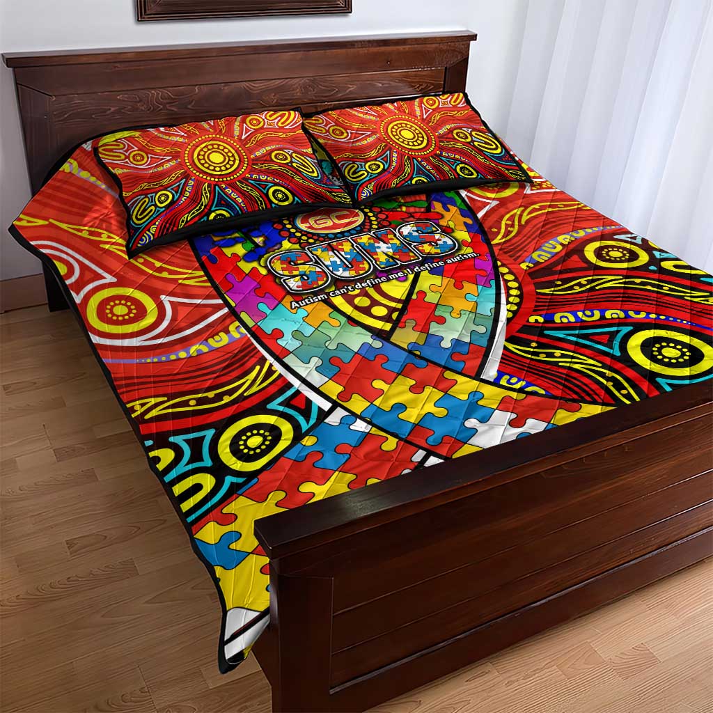 Autism Awareness Australia Gold Coast Suns Quilt Bed Set Aboriginal Indigenous Art