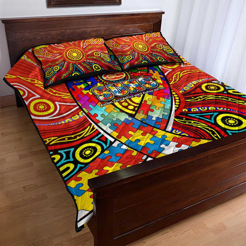 Autism Awareness Australia Gold Coast Suns Quilt Bed Set Aboriginal Indigenous Art