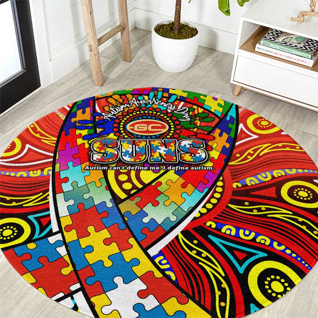 Autism Awareness Australia Gold Coast Suns Round Carpet Aboriginal Indigenous Art
