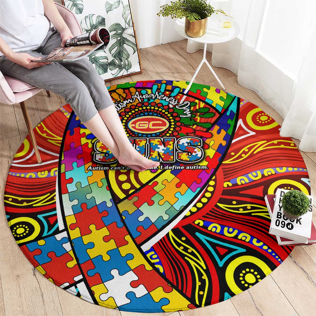 Autism Awareness Australia Gold Coast Suns Round Carpet Aboriginal Indigenous Art