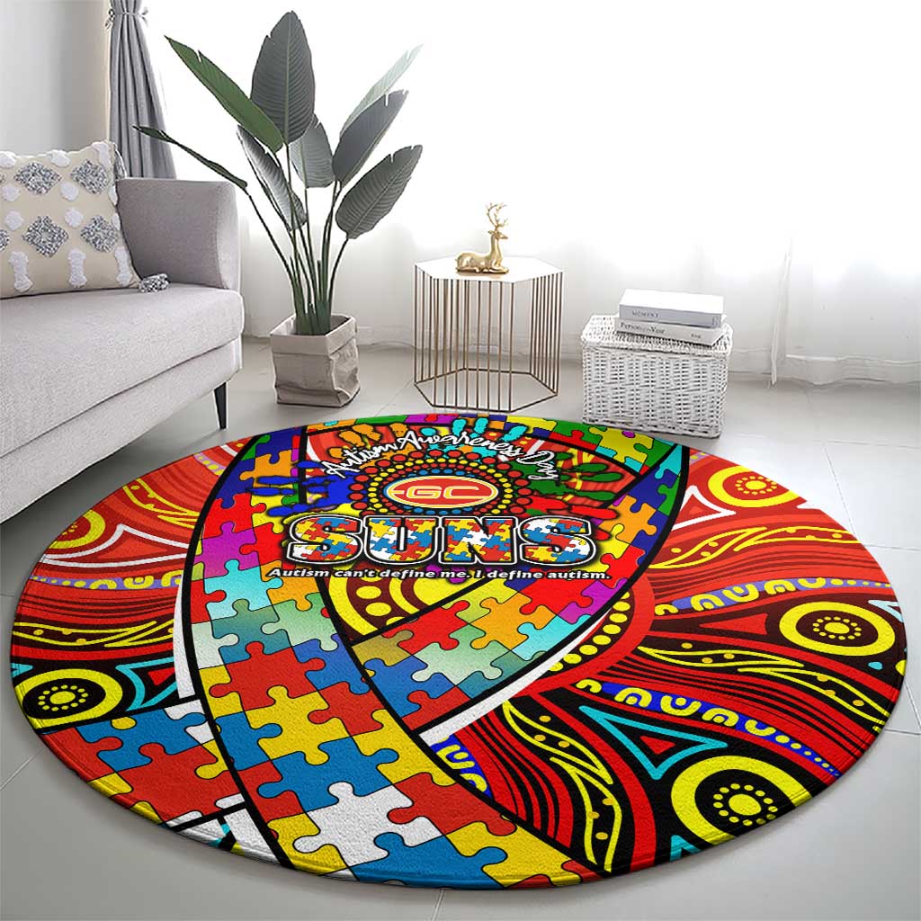 Autism Awareness Australia Gold Coast Suns Round Carpet Aboriginal Indigenous Art