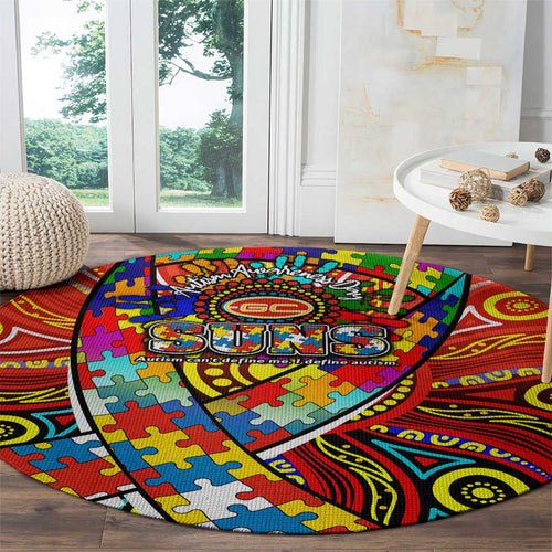 Autism Awareness Australia Gold Coast Suns Round Carpet Aboriginal Indigenous Art