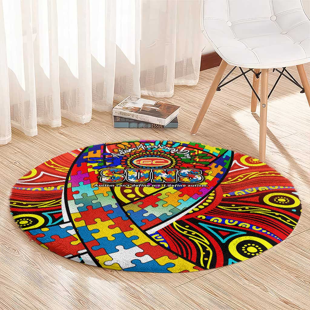 Autism Awareness Australia Gold Coast Suns Round Carpet Aboriginal Indigenous Art