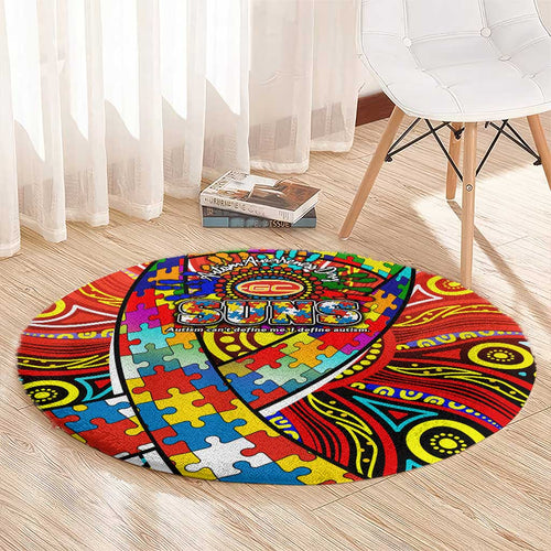 Autism Awareness Australia Gold Coast Suns Round Carpet Aboriginal Indigenous Art