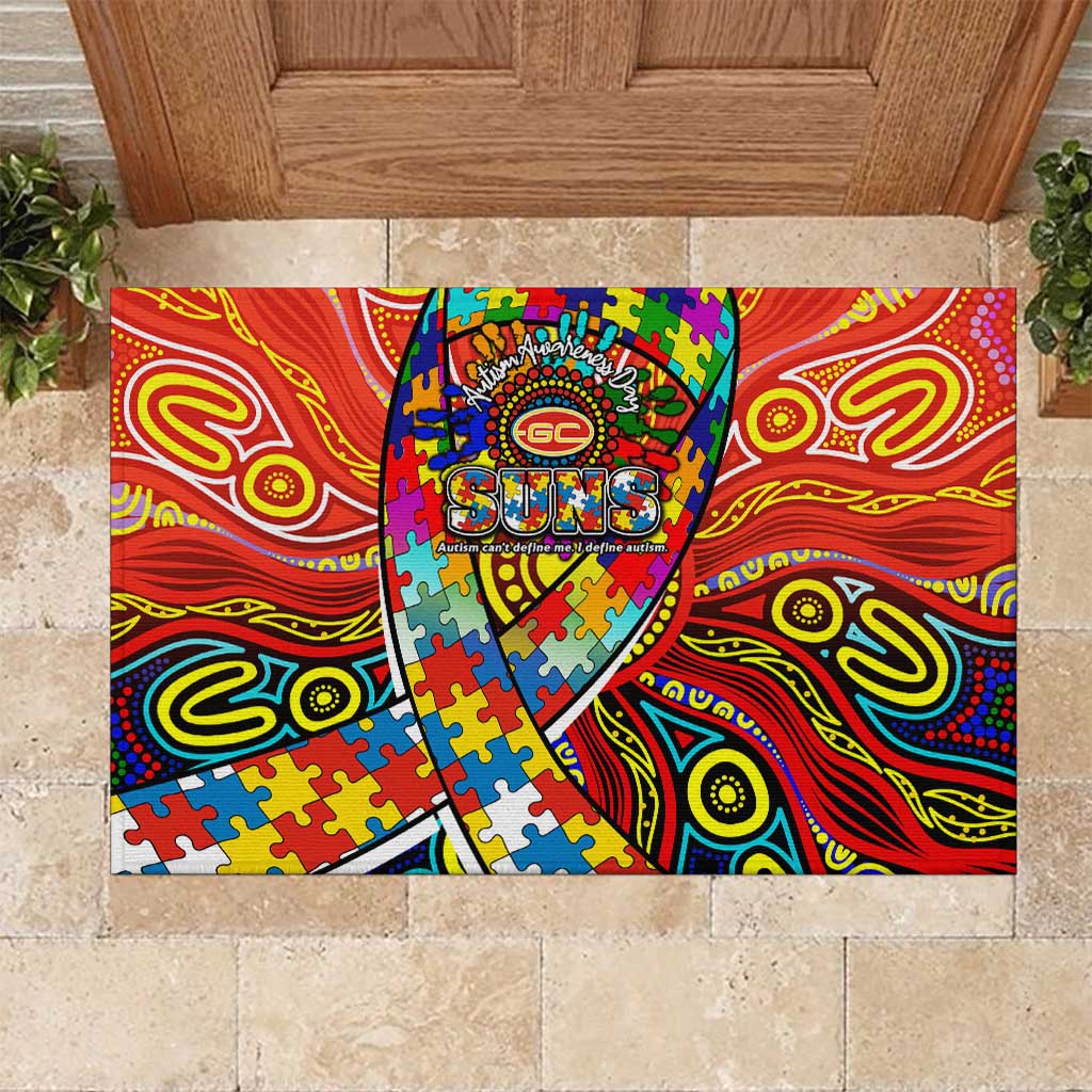 Autism Awareness Australia Gold Coast Suns Rubber Doormat Aboriginal Indigenous Art