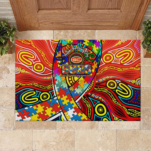 Autism Awareness Australia Gold Coast Suns Rubber Doormat Aboriginal Indigenous Art