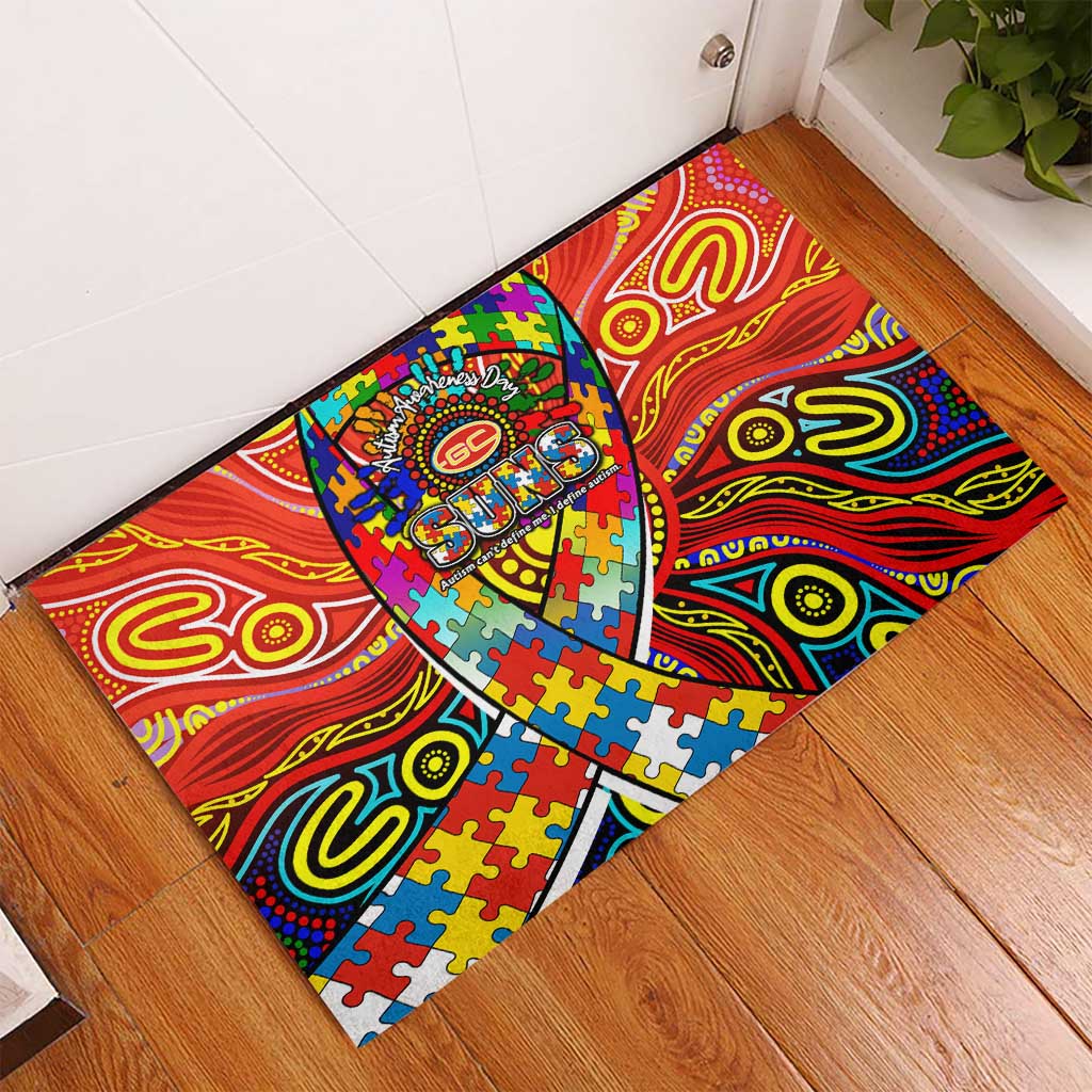 Autism Awareness Australia Gold Coast Suns Rubber Doormat Aboriginal Indigenous Art