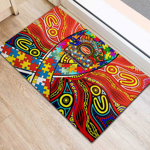 Autism Awareness Australia Gold Coast Suns Rubber Doormat Aboriginal Indigenous Art