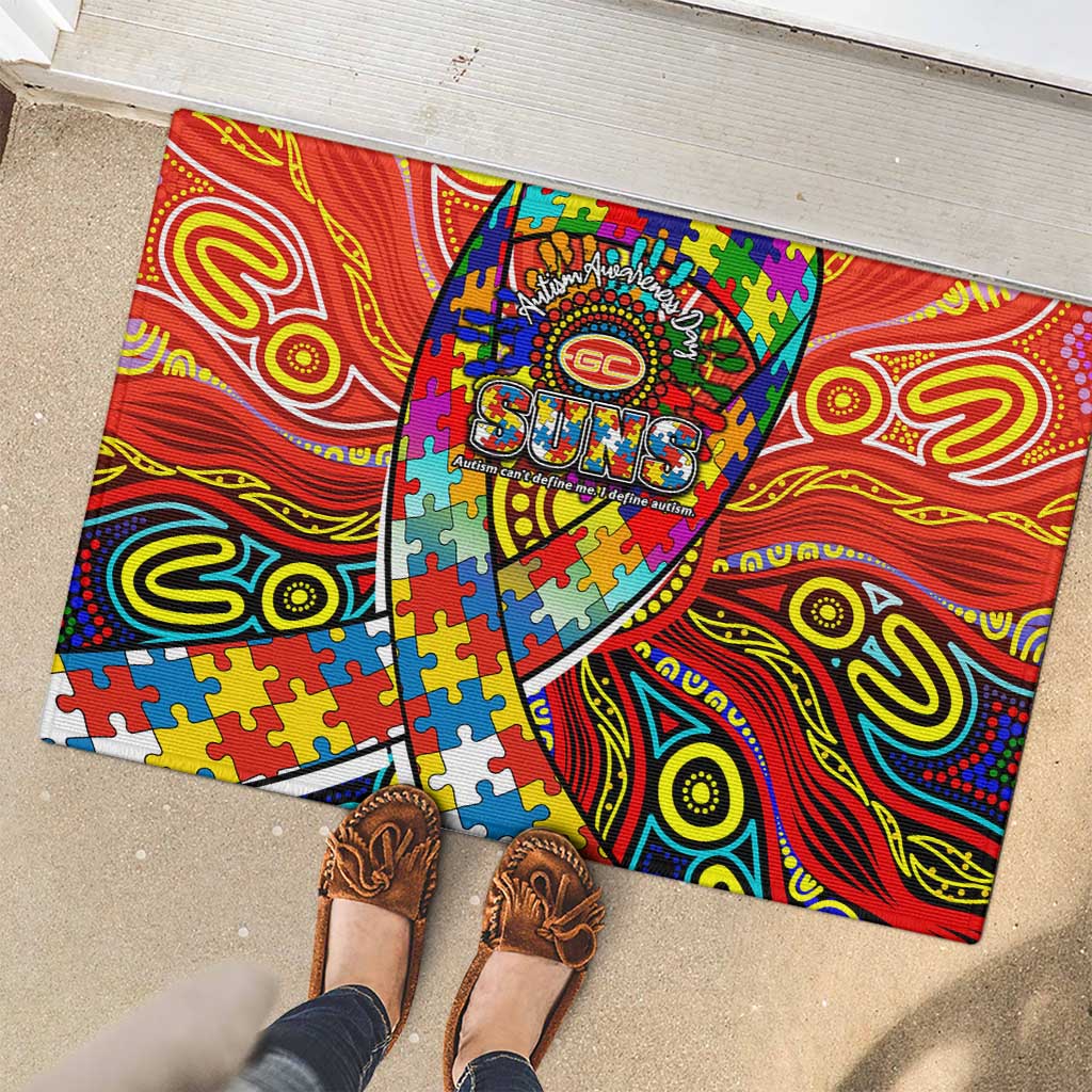Autism Awareness Australia Gold Coast Suns Rubber Doormat Aboriginal Indigenous Art