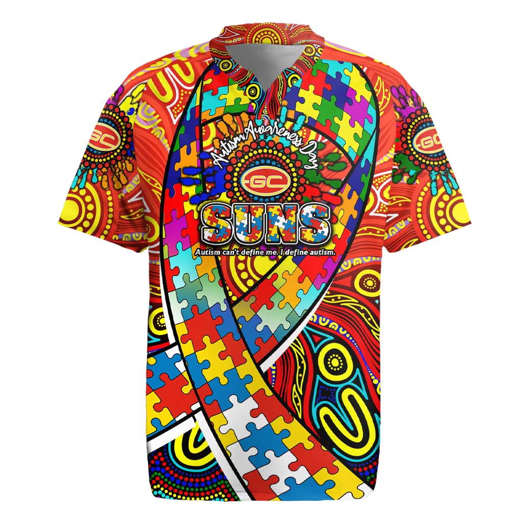 Autism Awareness Australia Gold Coast Suns Rugby Jersey Aboriginal Indigenous Art