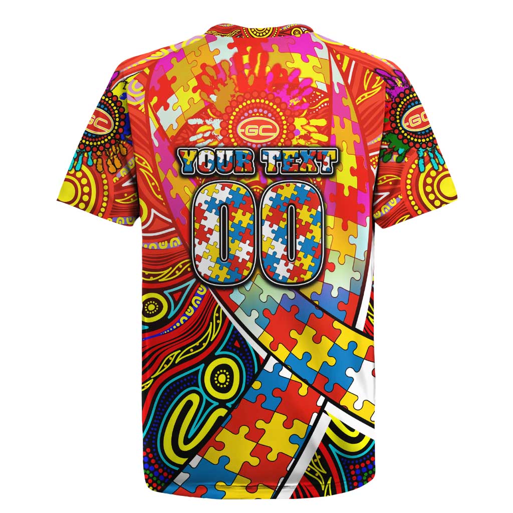 Autism Awareness Australia Gold Coast Suns Rugby Jersey Aboriginal Indigenous Art